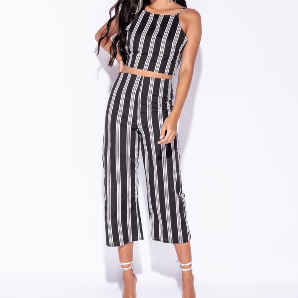 Stripe Matching Pants Set